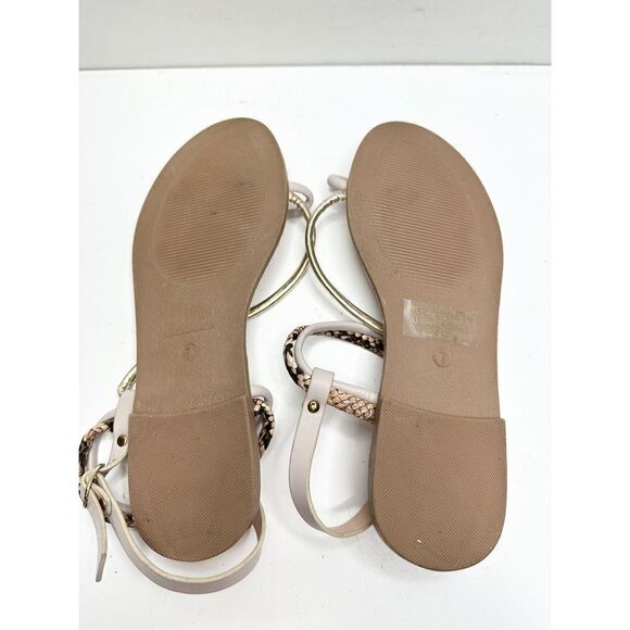 Extreme Sandals Womens Size 7 Snakeskin Detail Open Toe Flats - Picture 7 of 7